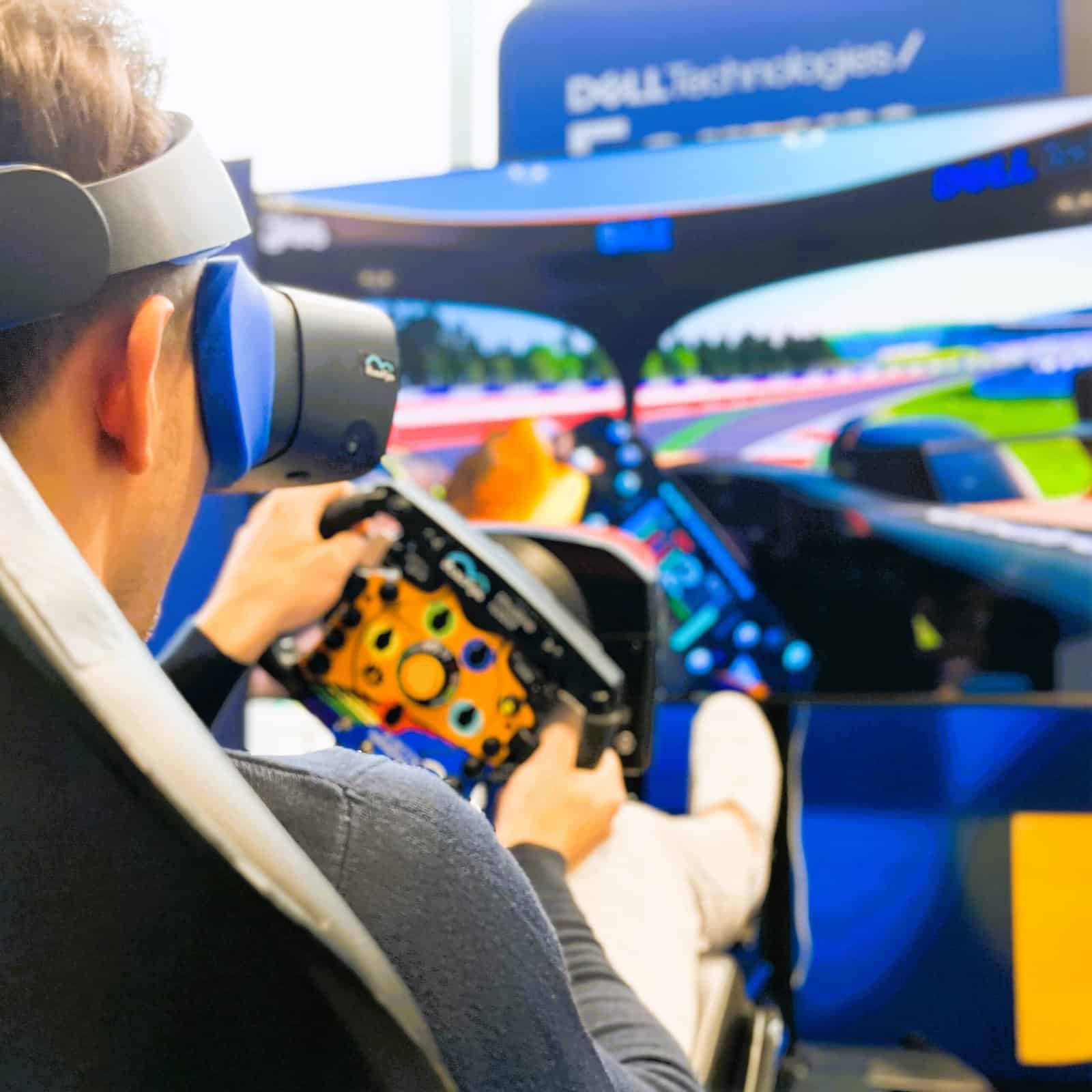 RoarFun Clients Dell Technologies conference with Michael Dell Formula 1 team immersive F1 simulator at Dell Technologies conferences