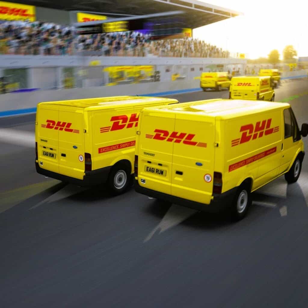 You can add your text to any commercial car, Van or vehicle with RoarFun emotional branding including Ford DHL van.