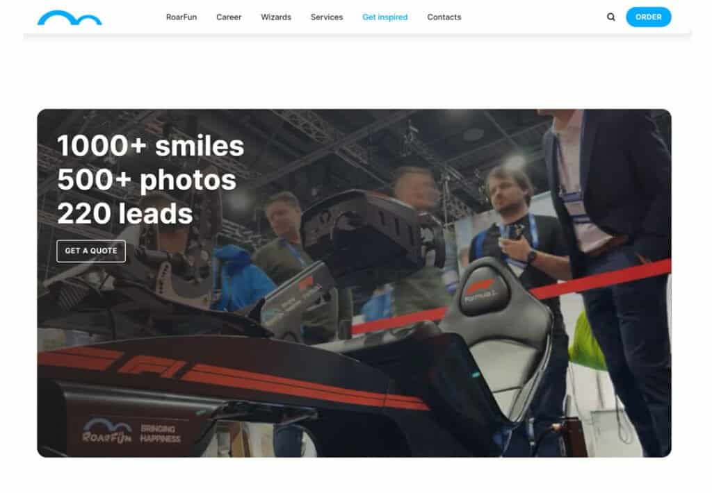 RoarFun Designs Web with Video and text overlay.
