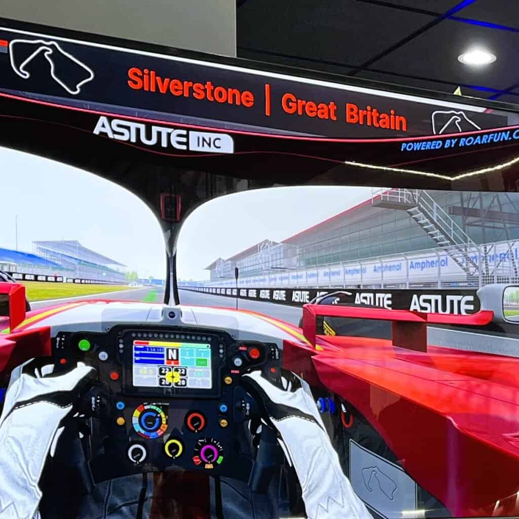 Virtual branding on a racing track in Silverstone.